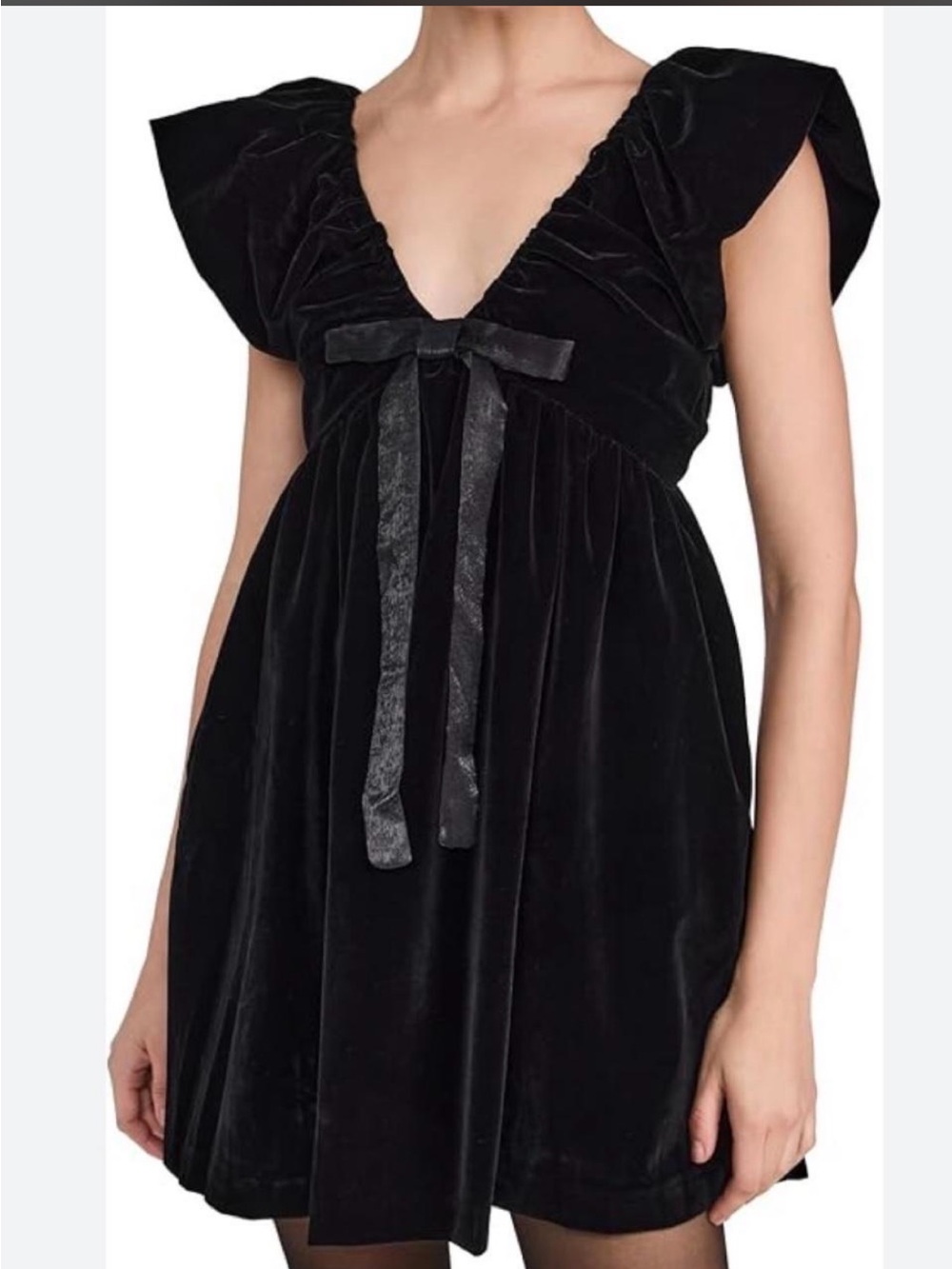 Anthropologie Black V‑Neck Empire Waist Dress